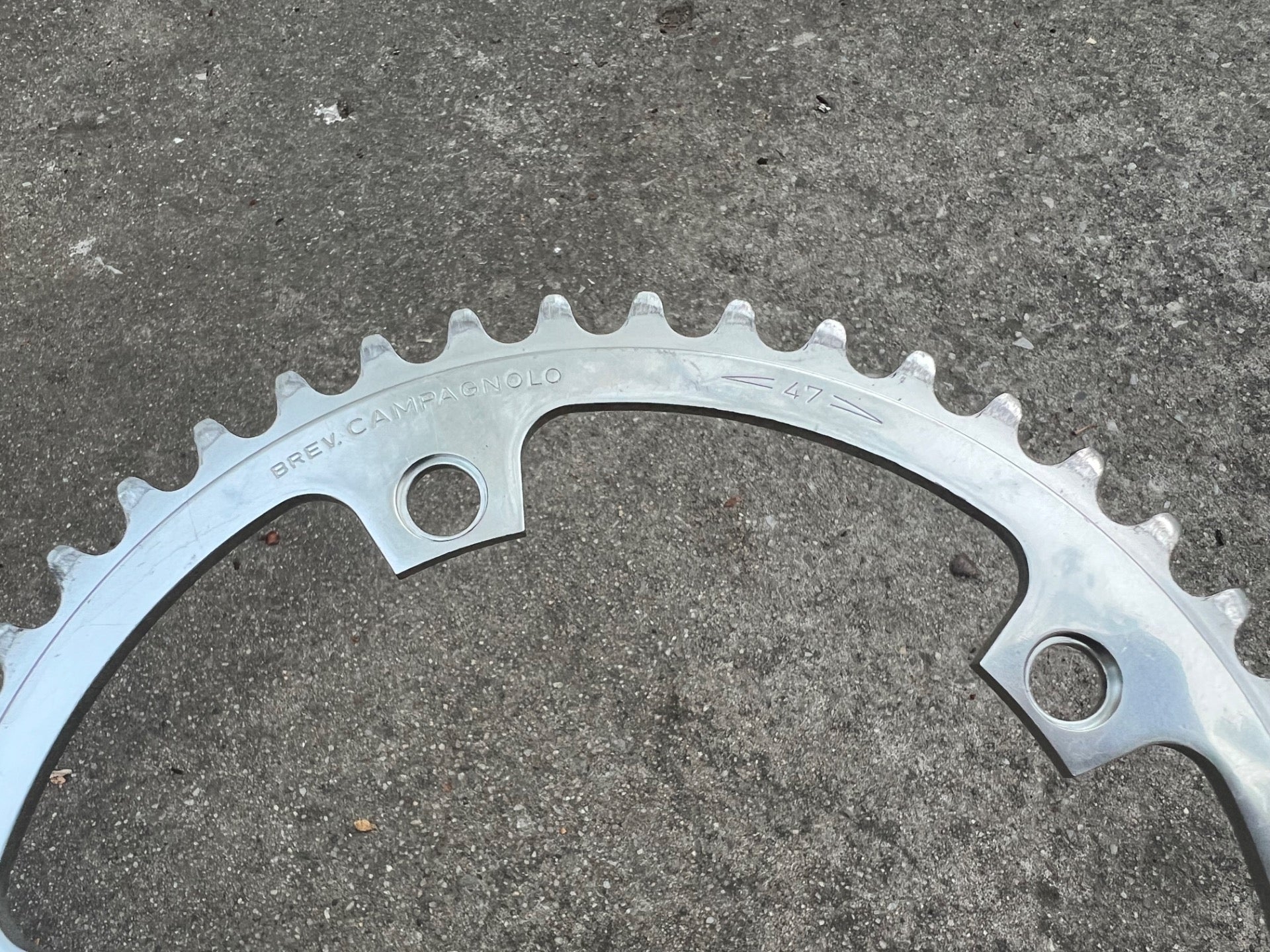 Campagnolo 47T Tooth 144 BCD Chainring Brev Camp Campy Vintage Silver Anodized  - Image 2