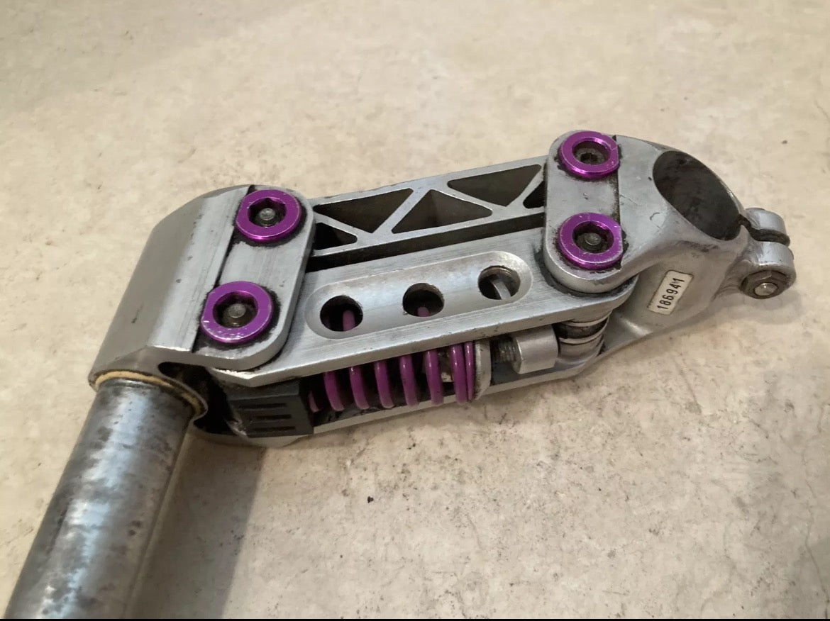 Softride Suspension Stem 25.4x140mm 1” Vintage Quill Aluminum CNC Silver Purple - Image 2