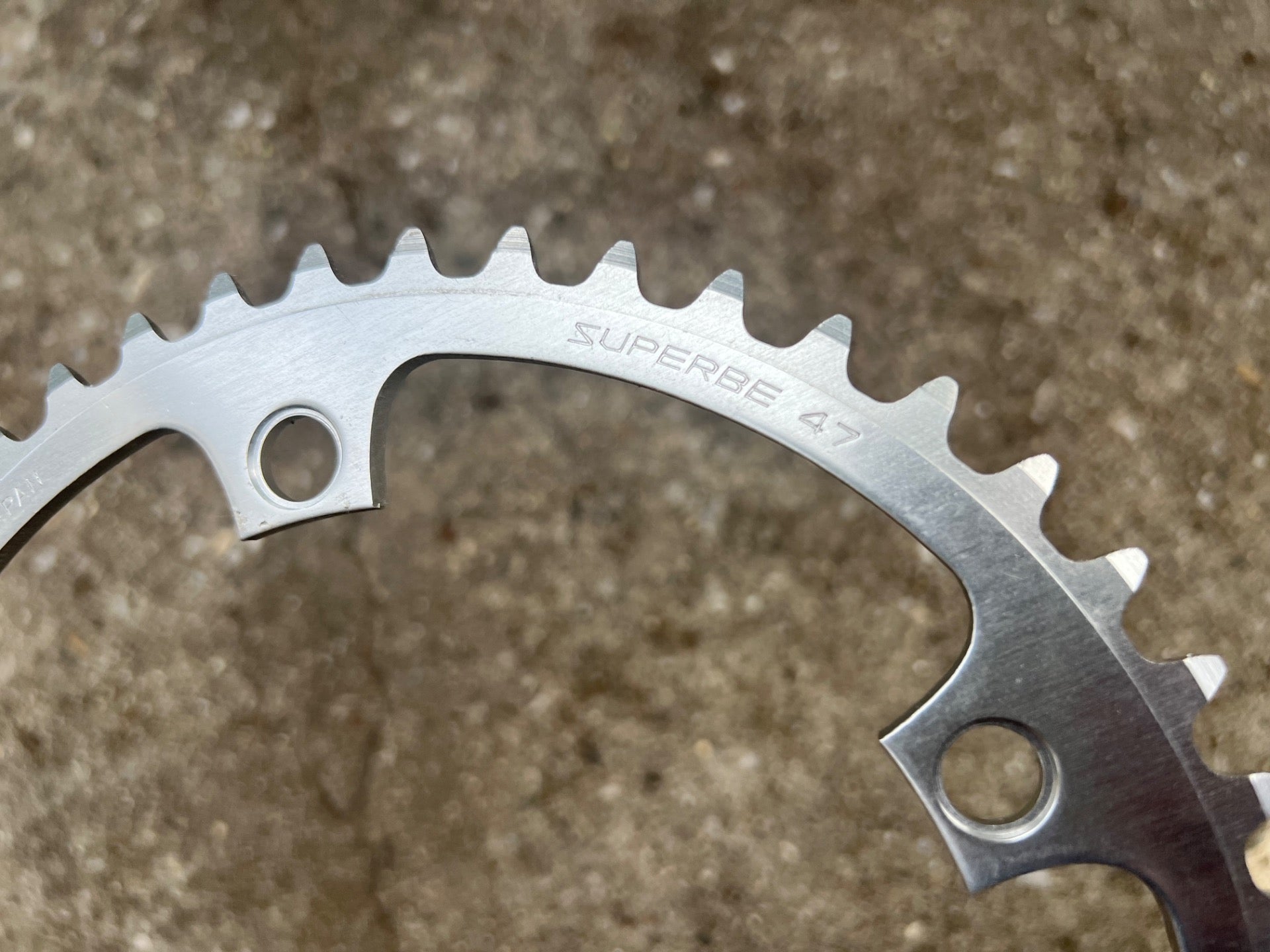 NOS Suntour Superbe 144BCD 47T Chainring Vintage Road Track Silver Big Aluminum  - Image 2