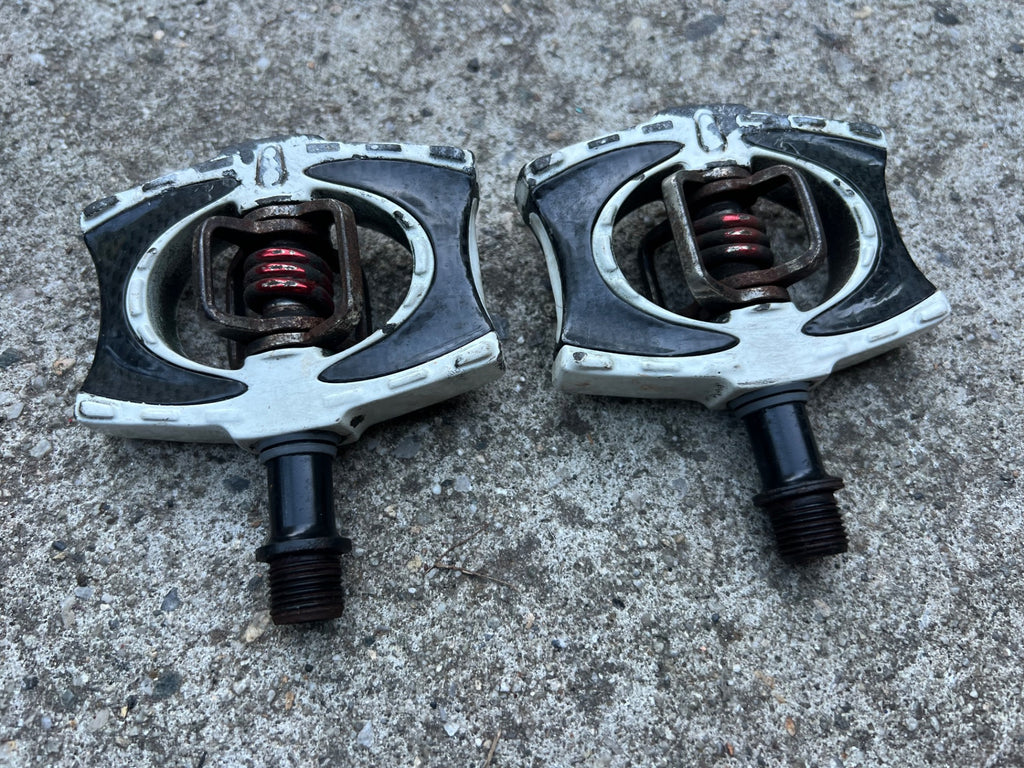 Crankbros Acid Carbon Clipless Pedals White Black MTB Gravel Pair Crankbrothers  - Image 2