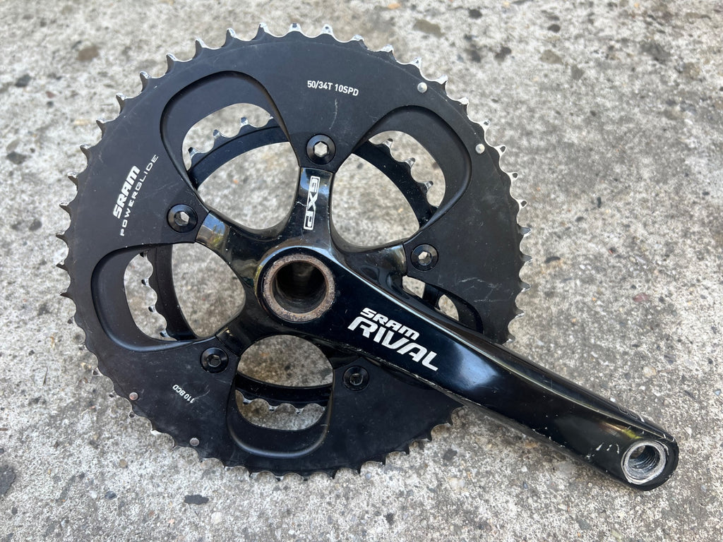 SRAM Rival GXP 24mm 34/50T 172.5mm Crankset Double Road Bike Black Aluminum 10sp - Image 2