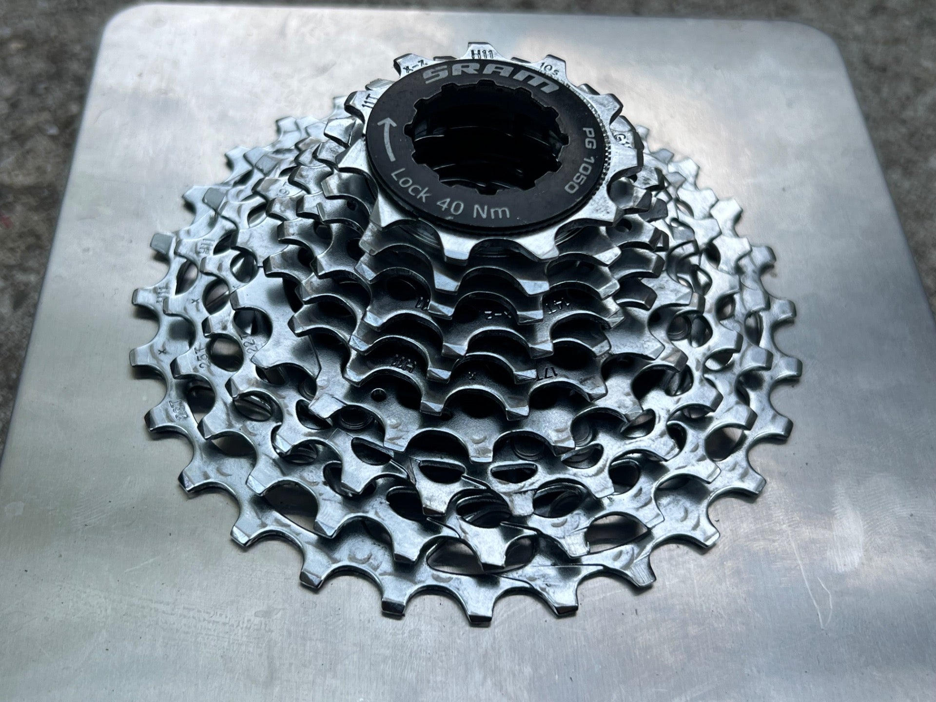 SRAM PG 1050 11-28 10 Speed Cassette Road Gravel Bike Chrome Commuter MTB XC CX  - Image 2