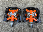 Used Onza H.O.X. Clipless MTB Platform Dual Sided Pedals Vintage Retro Orange Black-Bicycle Bin