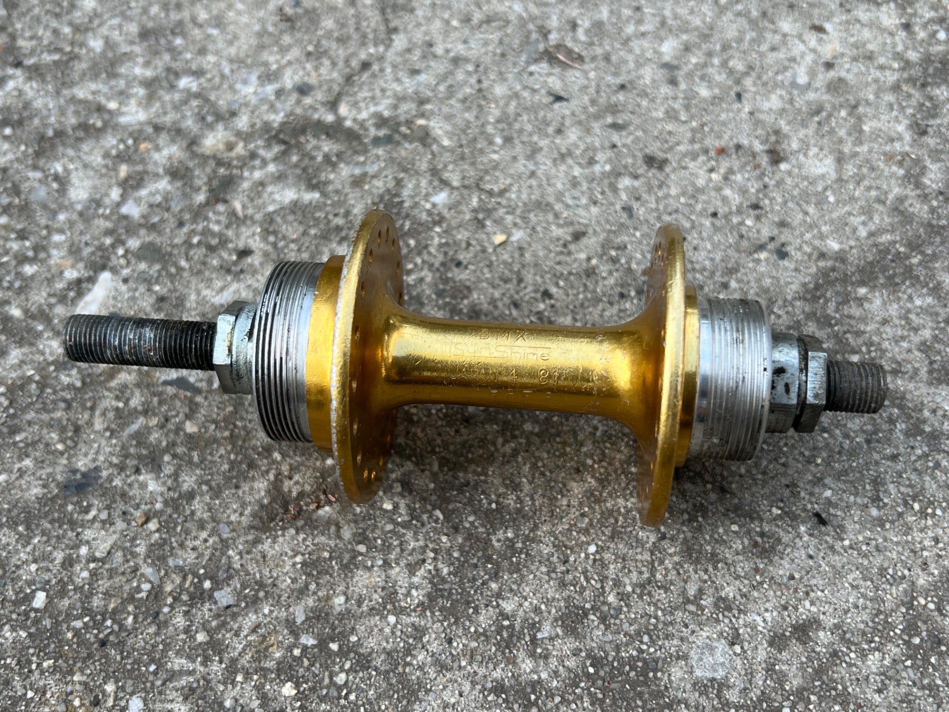 Sunshine Gold BMX Hub 110mm 36H Bolt On Flip Flop English Anodized OG Vintage - Image 3