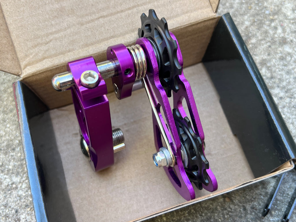 Purple Anodized CNC Chain Tensioner Single Speed Dual Pulley Tanke Bike  - Image 3