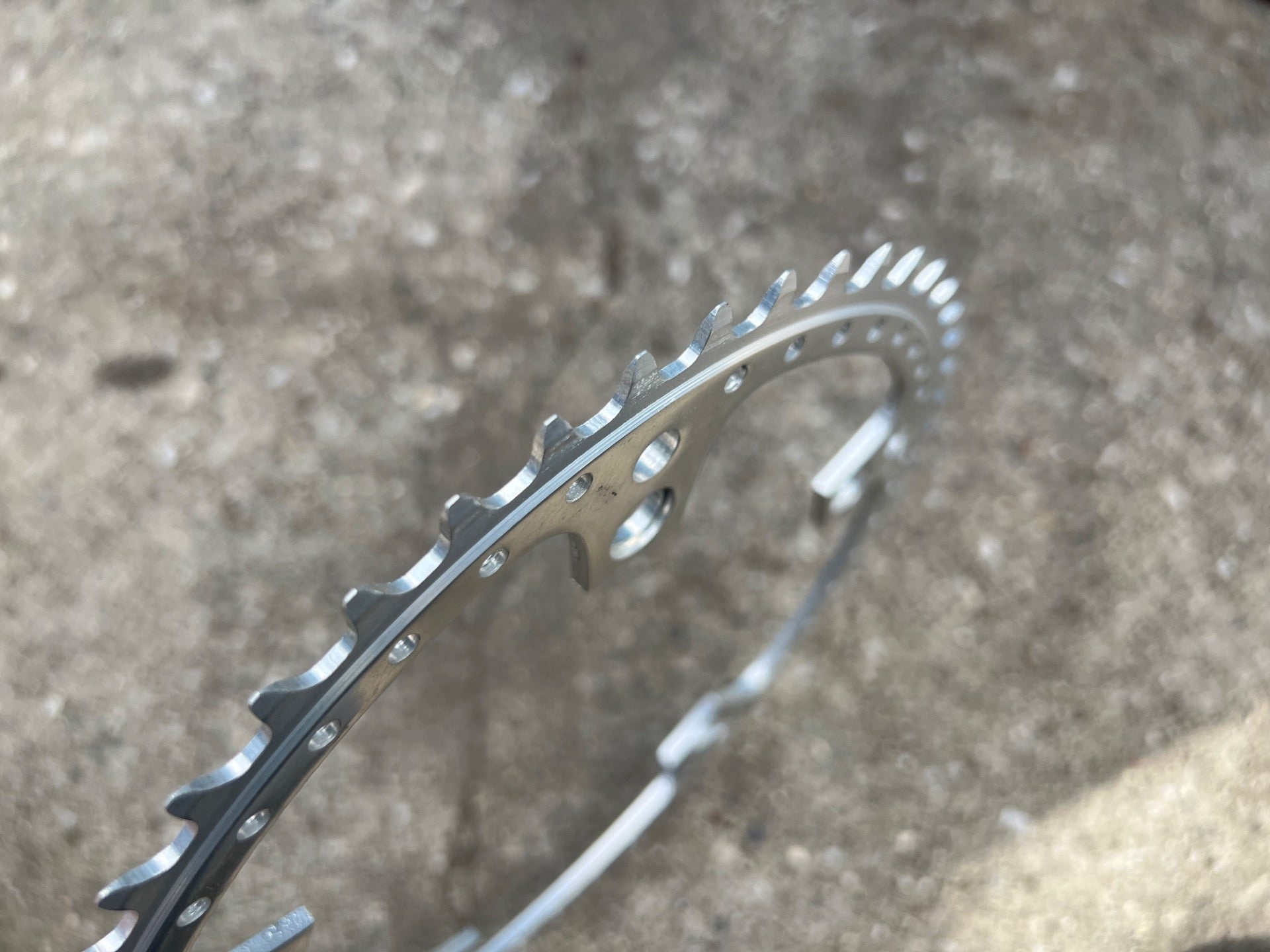 NOS Sugino 144 BCD 51T Chainring Drillium Vintage Road Track Bike Silver Retro  - Image 3