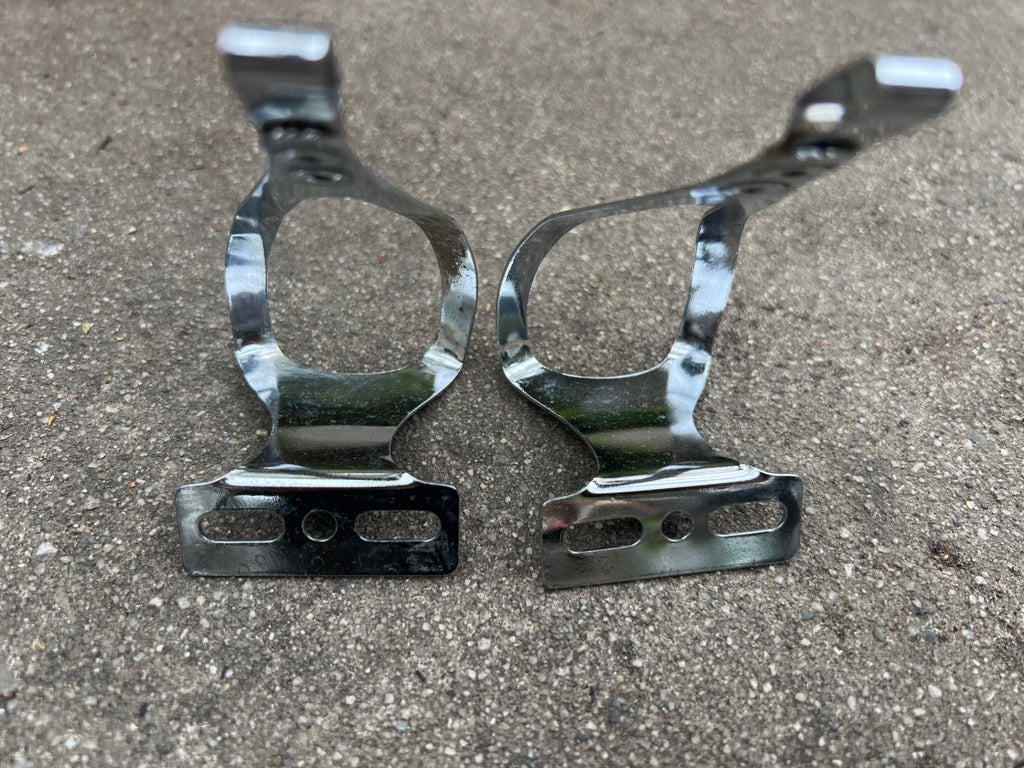 Used Christophe Toe Clips Size Small Vintage Retro Eroica Chrome Steel Road Touring-Bicycle Bin