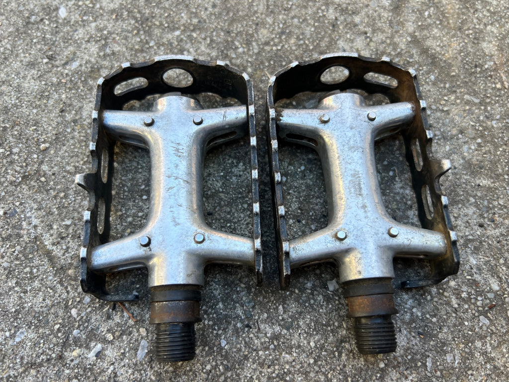 Used Shimano PD-M731 Platform Flat Pedals Vintage MTB Mountain Bike Retro Black Gray-Bicycle Bin