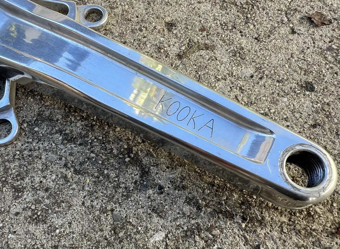 MINT Kooka Road Cranks 130 BCD 175mm Silver Vintage Retro Bike CNC Double Rare - Image 10