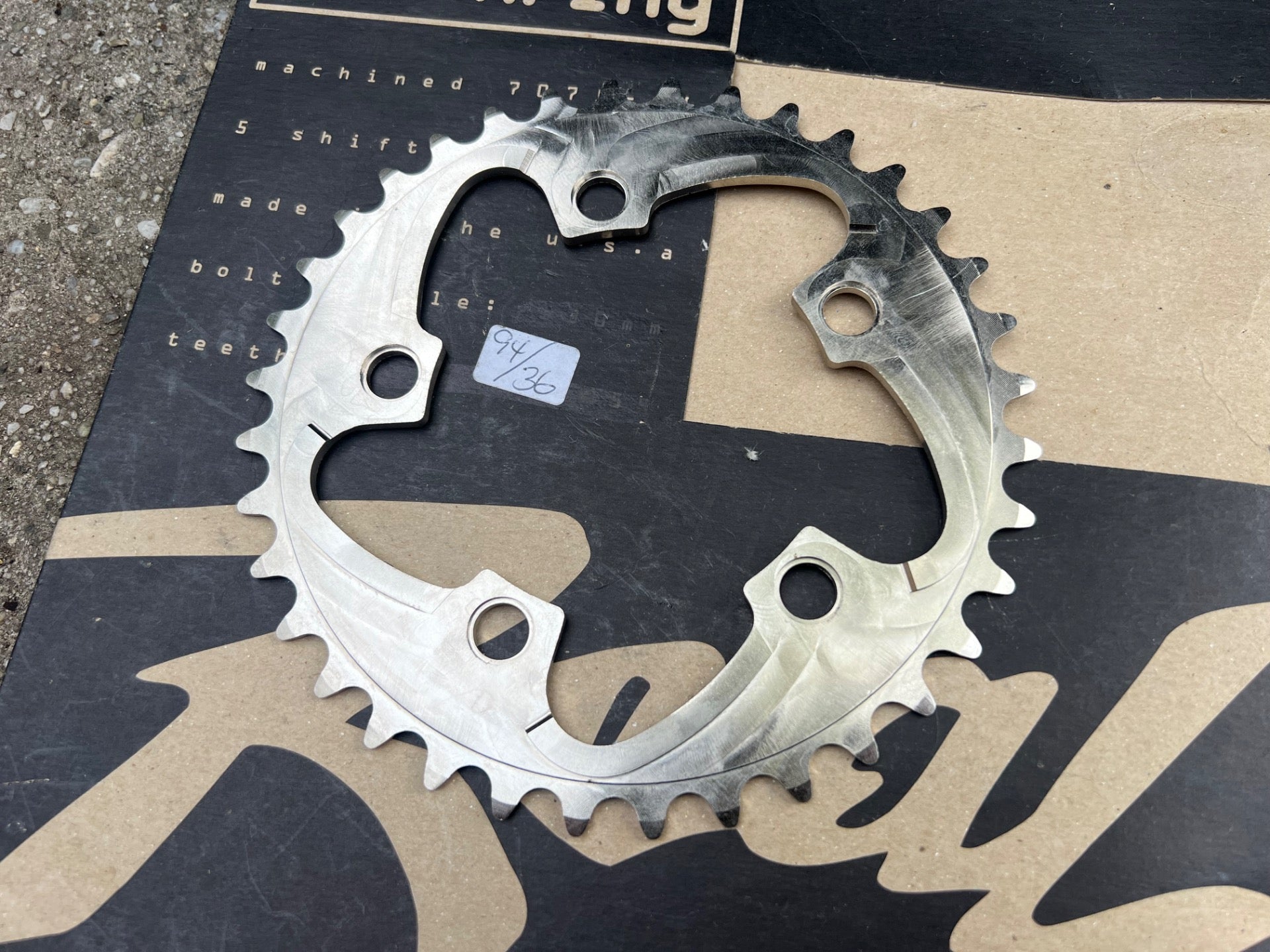 NOS NEW Real 94 BCD 36T 5 Bolt Chainring Silver Vintage MTB Mountain Bike Middle - Image 3