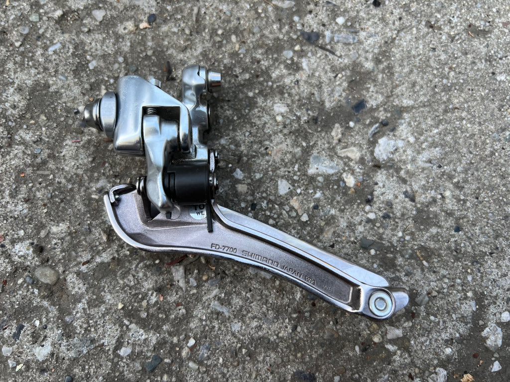 MINT Shimano Dura Ace FD-7700 Front Derailleur Braze On Bottom Pull 2x9 Speed  - Image 3