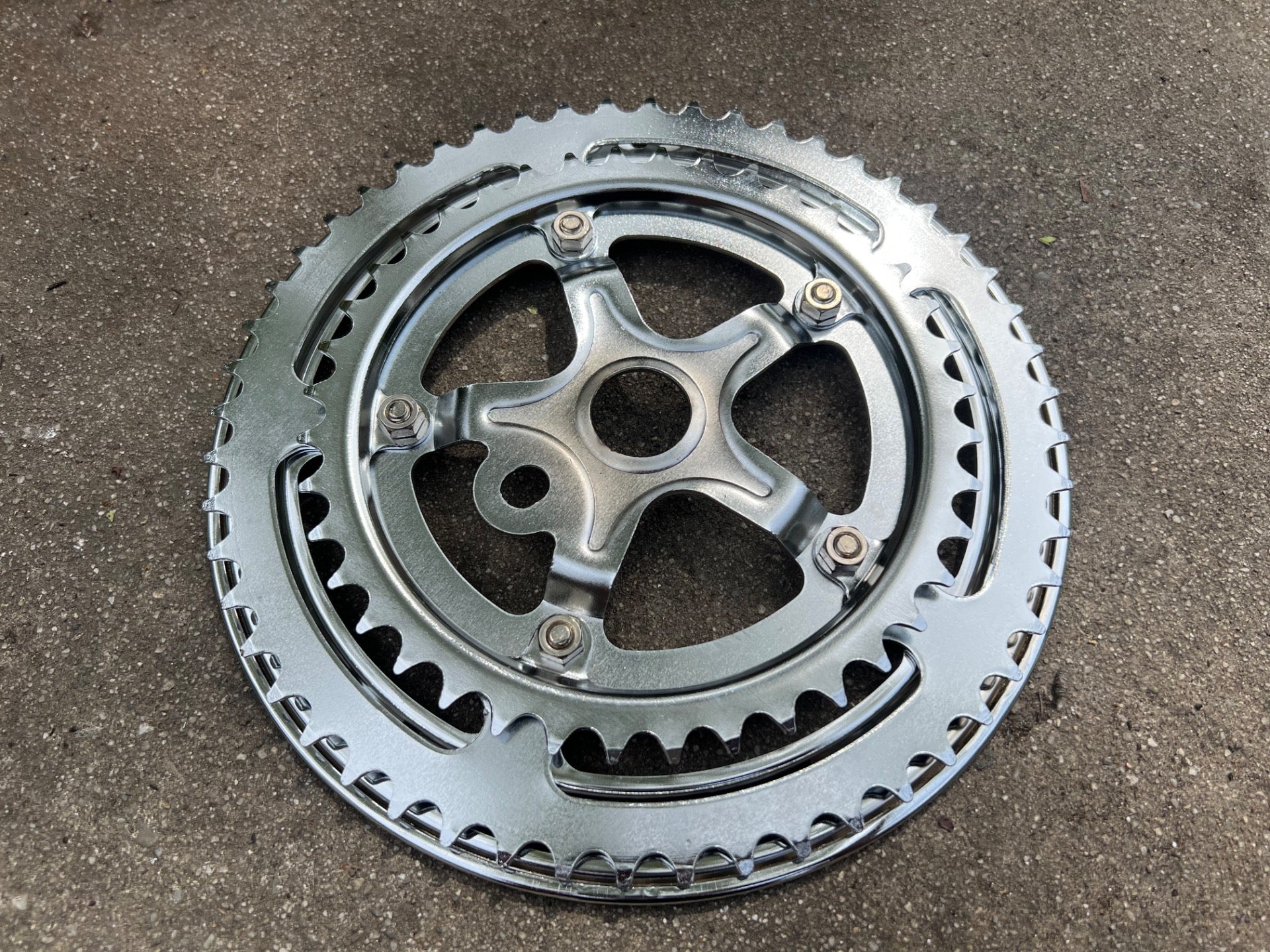 Sunshine Chainring Set 52/40T One Piece Crank Double Chrome Steel Vintage Cruise - Image 3