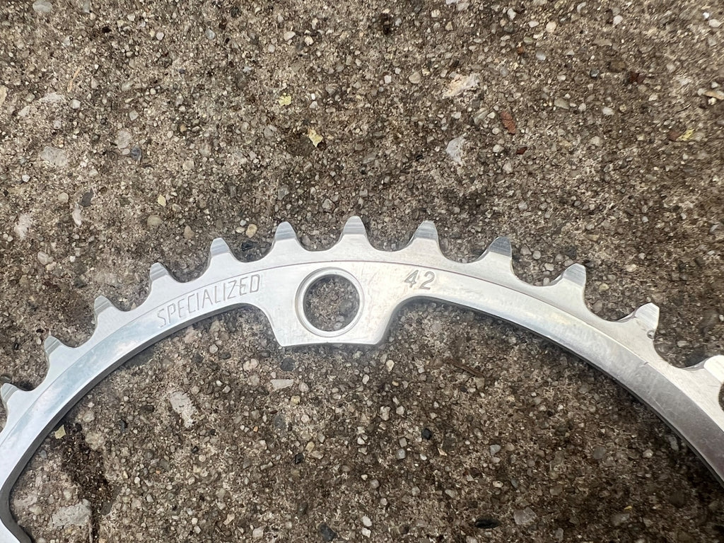 VGC Specialized 144 BCD 42T Chainring Silver Road Vintage Retro Track 5 Bolt  - Image 3
