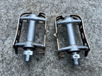 Used SR SP-100BL Platform Pedals Silver Brown Anodized Road Bike Touring Toe Clip-Bicycle Bin