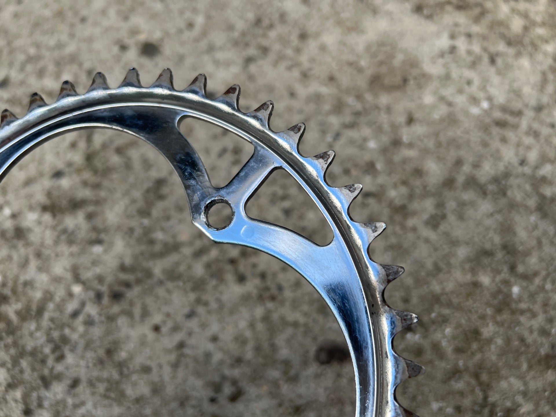 Nervar 116 BCD 46T 1/8in 3 Bolt Chainring Single Speed Chrome Steel Vintage - Image 3