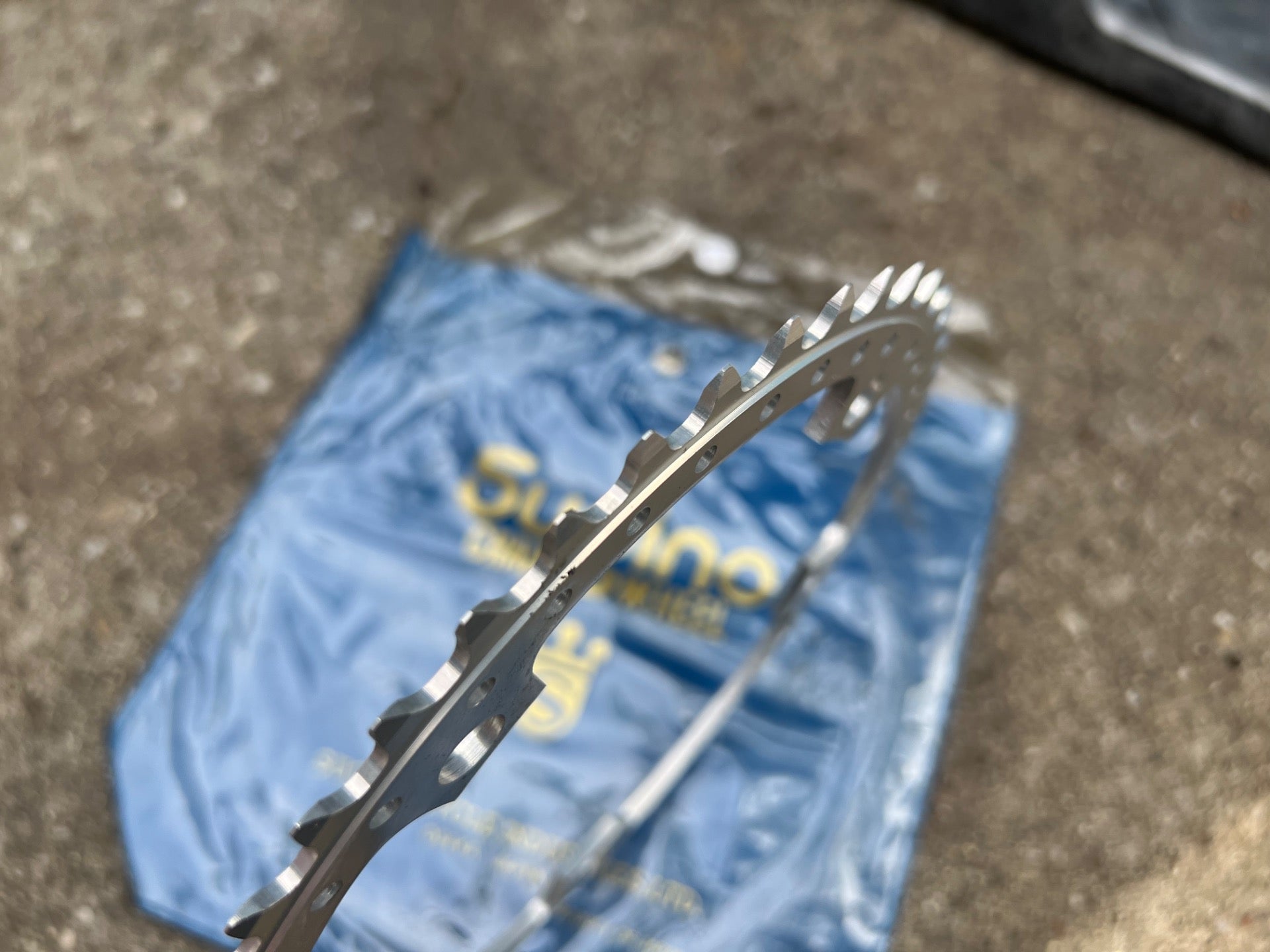 NOS Sugino 144 BCD 46T Chainring Drillium Vintage Road Track Bike Silver Retro  - Image 3