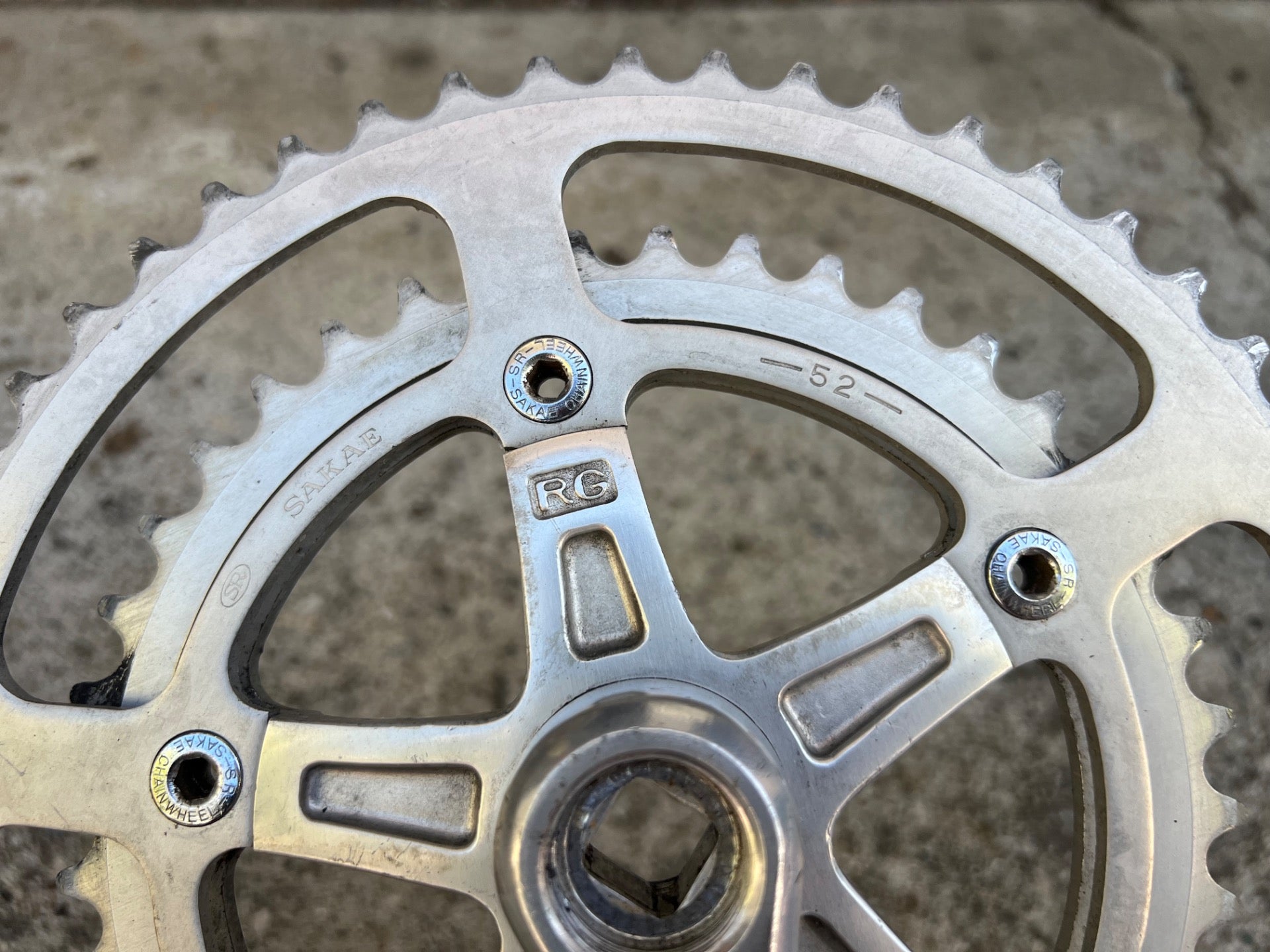 SR Apex RG Crankset 170mm 52-40T Double Vintage Road Touring Bike Silver Gray  - Image 12