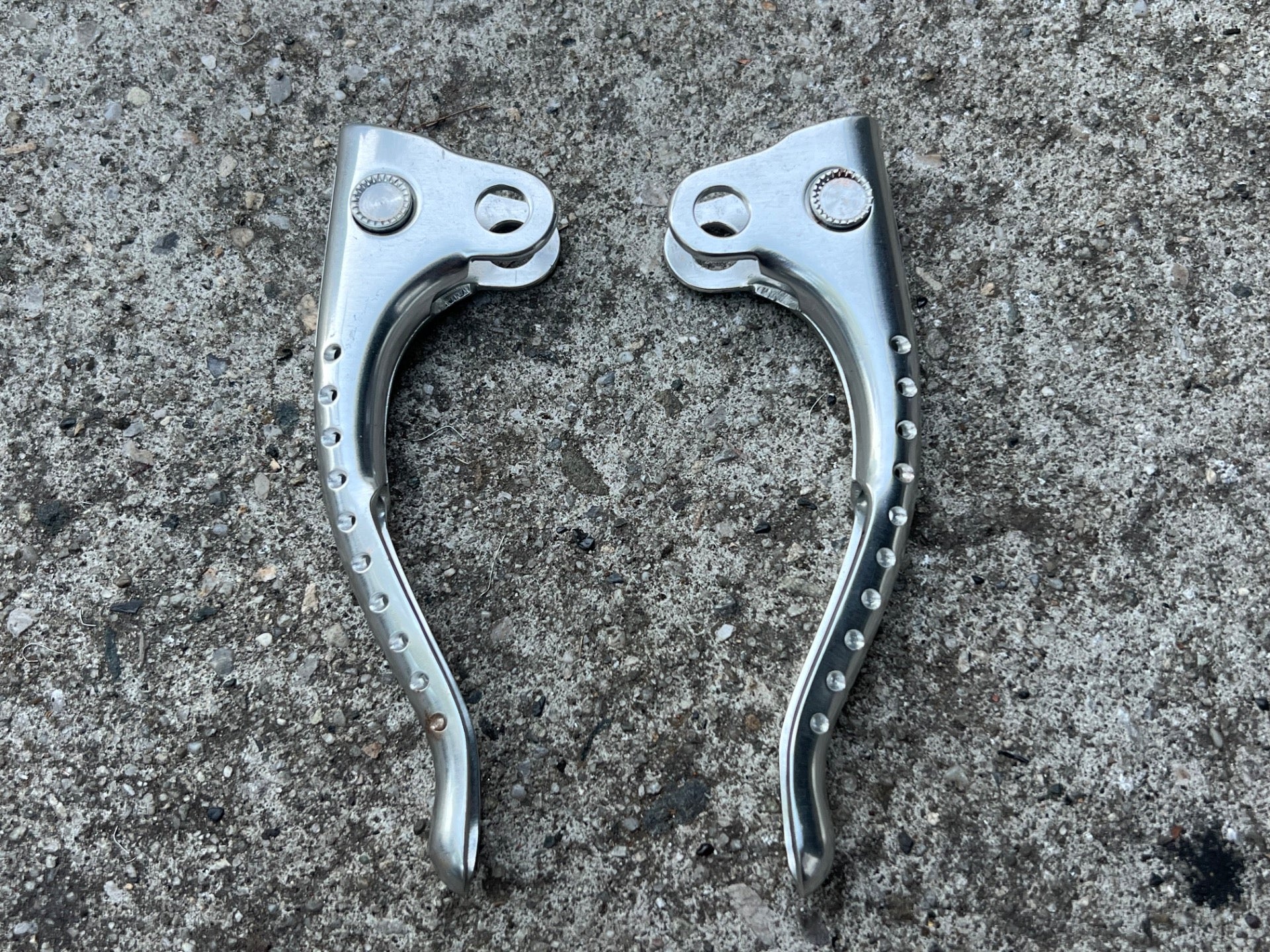 NOS Campagnolo Super Record Brake Levers Vintage Road Bike Silver Aluminum Campy - Image 3