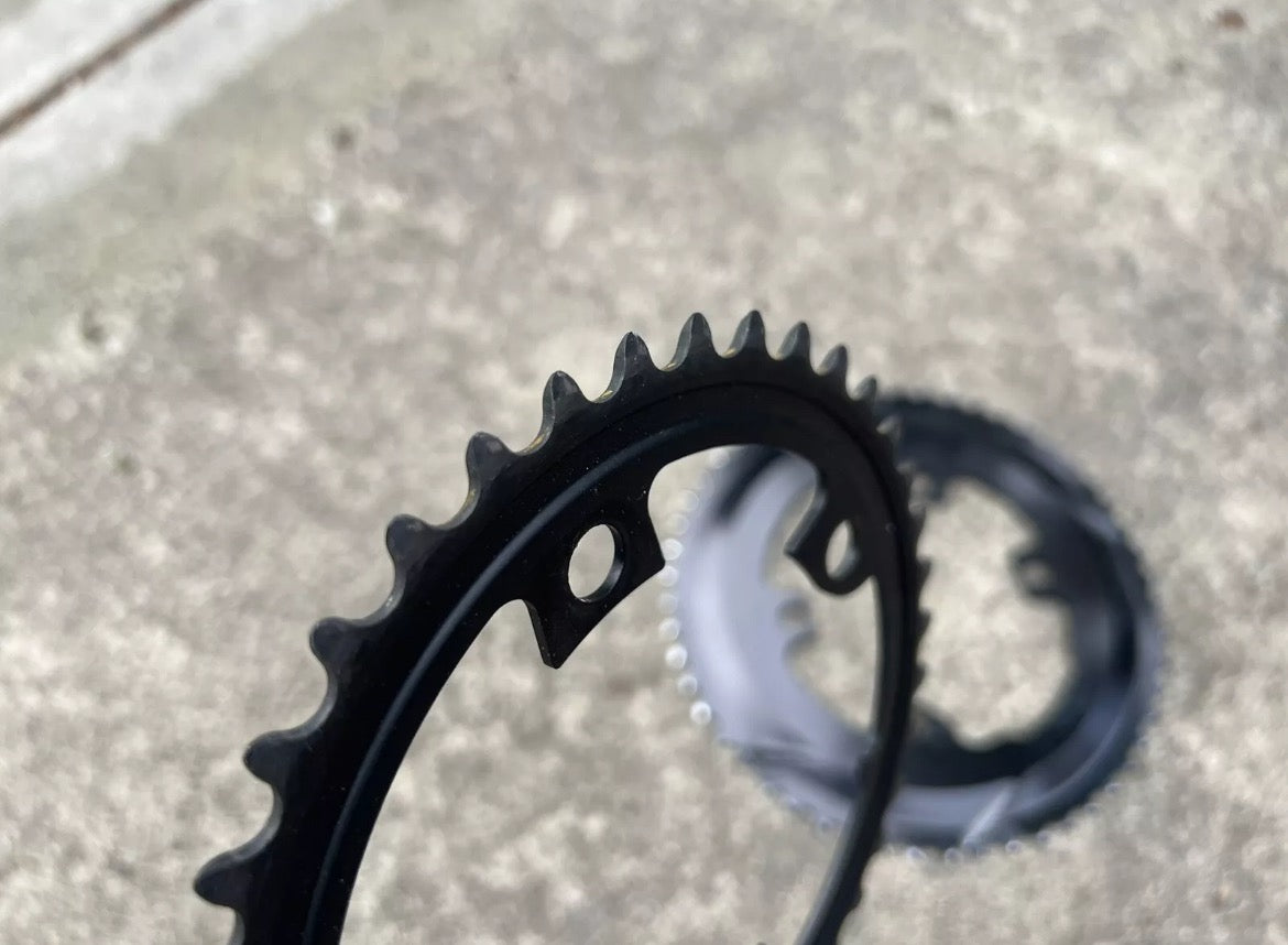 Shimano 110 BCD 4 Bolt Asymmetrical Chainring Set 53/39T 11 Speed Black Road - Image 3