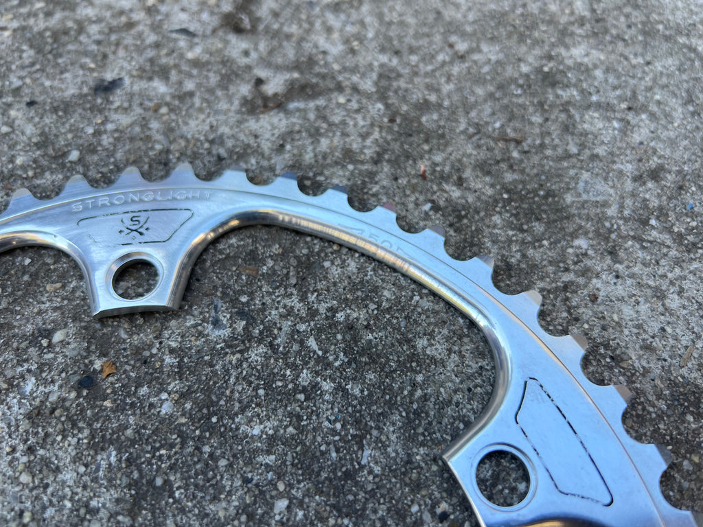 Stronglight 50T 144 BCD 5 Bolt Chainring Silver Road Bike Vintage Big