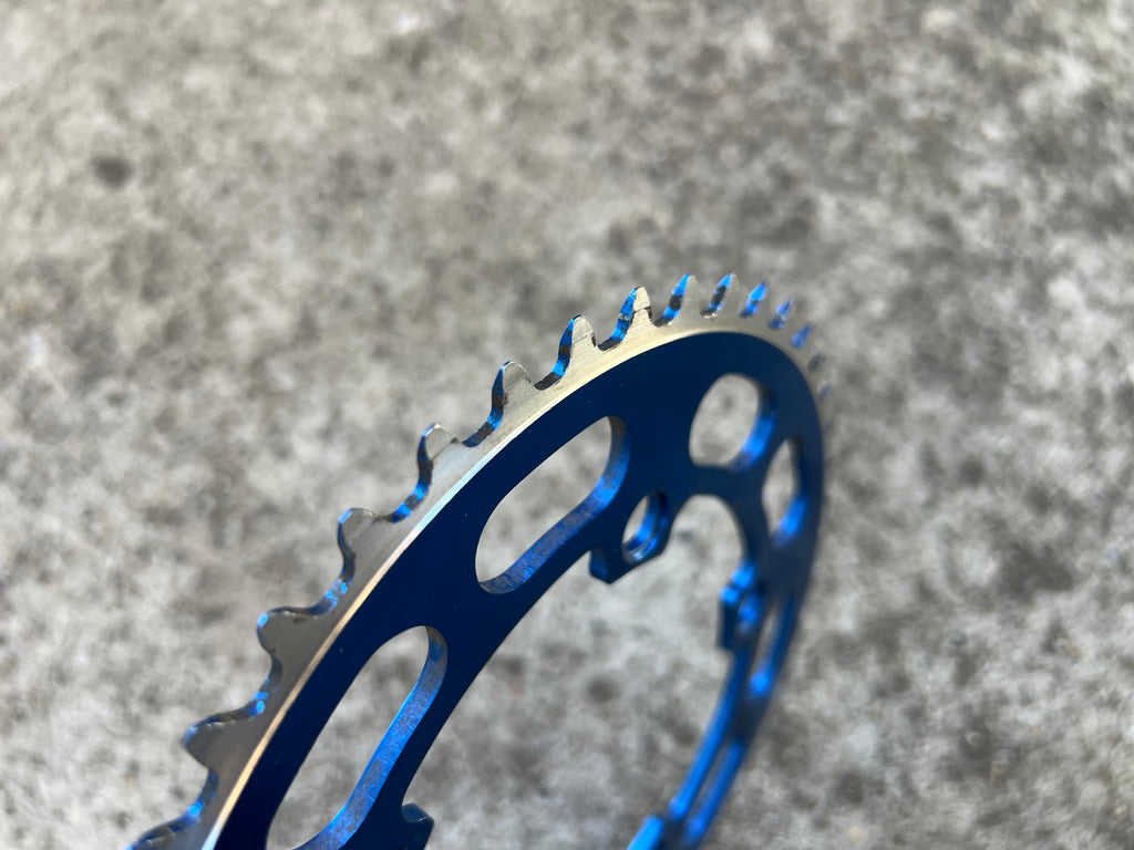 Sugino BMX 110 BCD 46T Chainring 5 Bolt Blue Anodized Vintage 3/32”