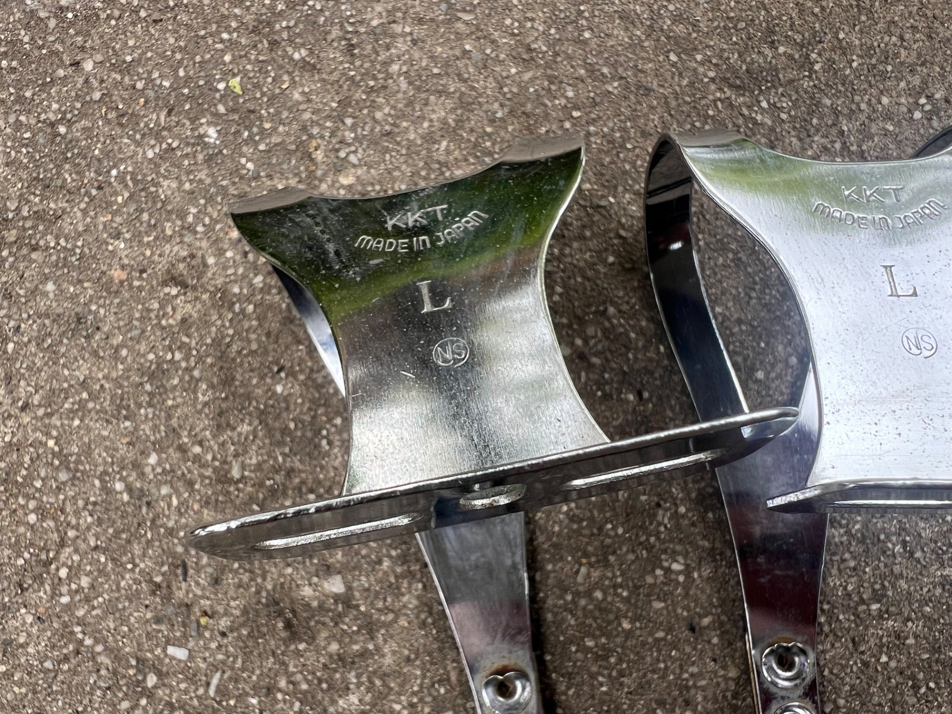 KKT NJS Size Large L Toe Clips Chrome Vintage Steel Track Road Eroica Touring  - Image 4