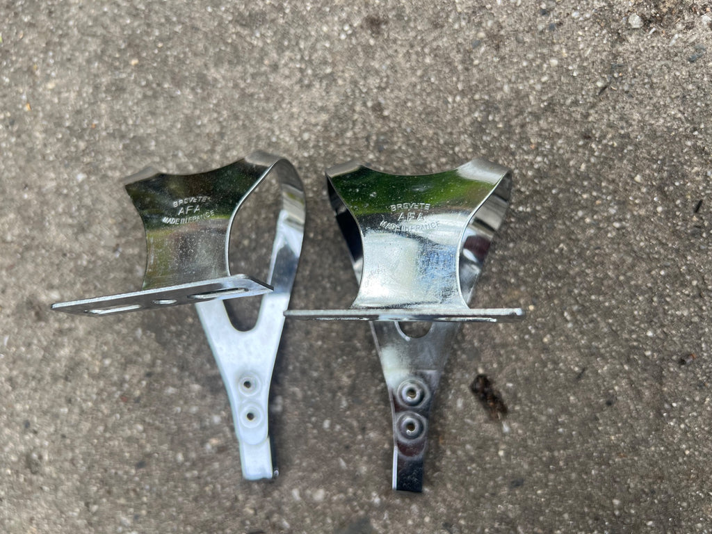 Used Christophe Toe Clips Size Small Vintage Retro Eroica Chrome Steel Road Touring-Bicycle Bin