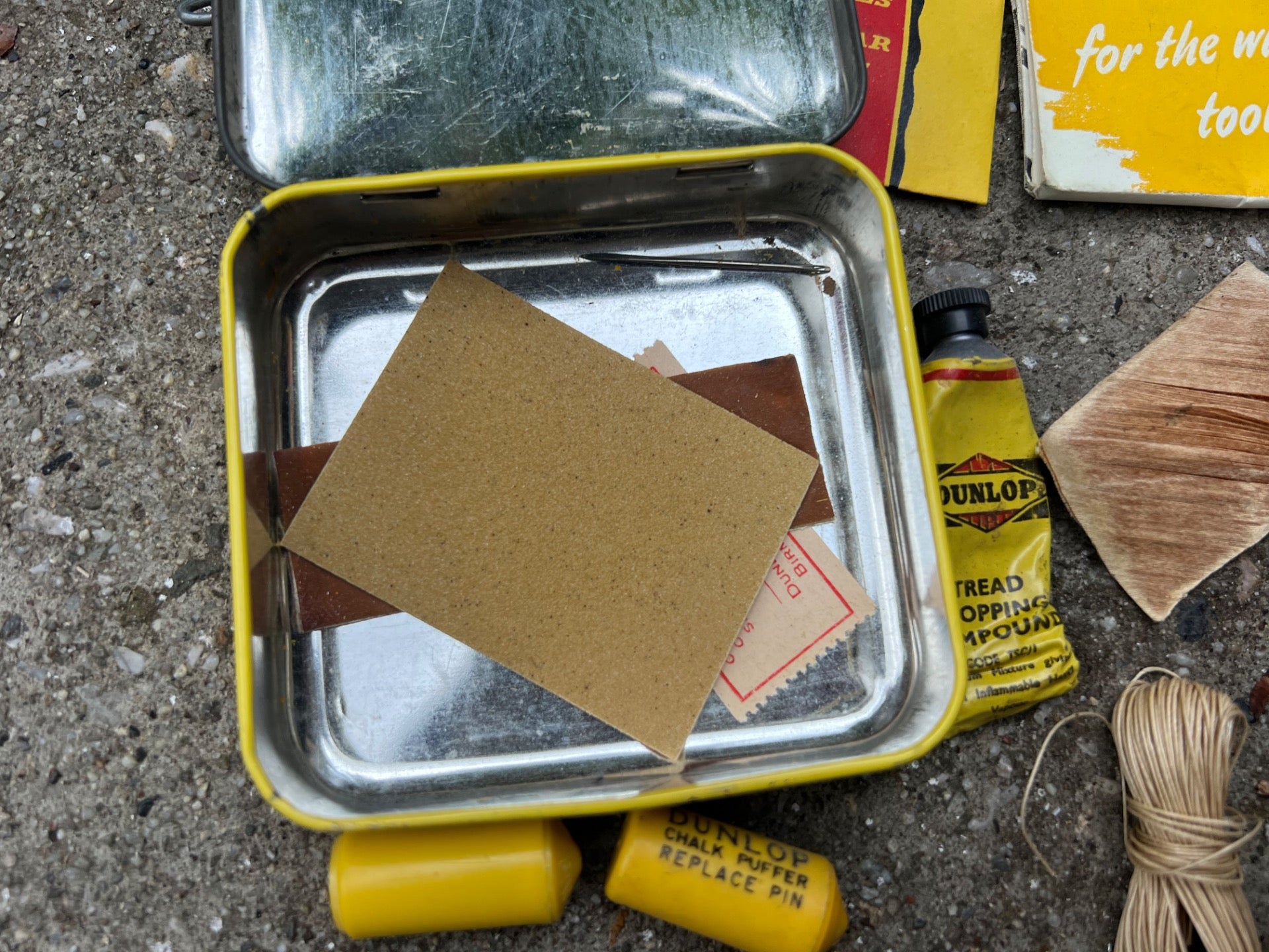 Dunlop Vintage Tire Patch Kit Tubular Tyre Repair Outfit Yellow Antique 70’s  - Image 4
