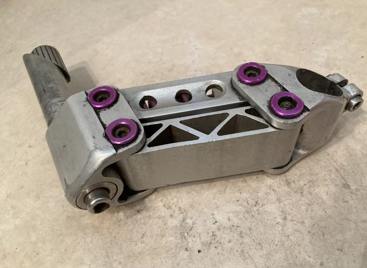 Softride Suspension Stem 25.4x140mm 1” Vintage Quill Aluminum CNC Silver Purple - Image 4