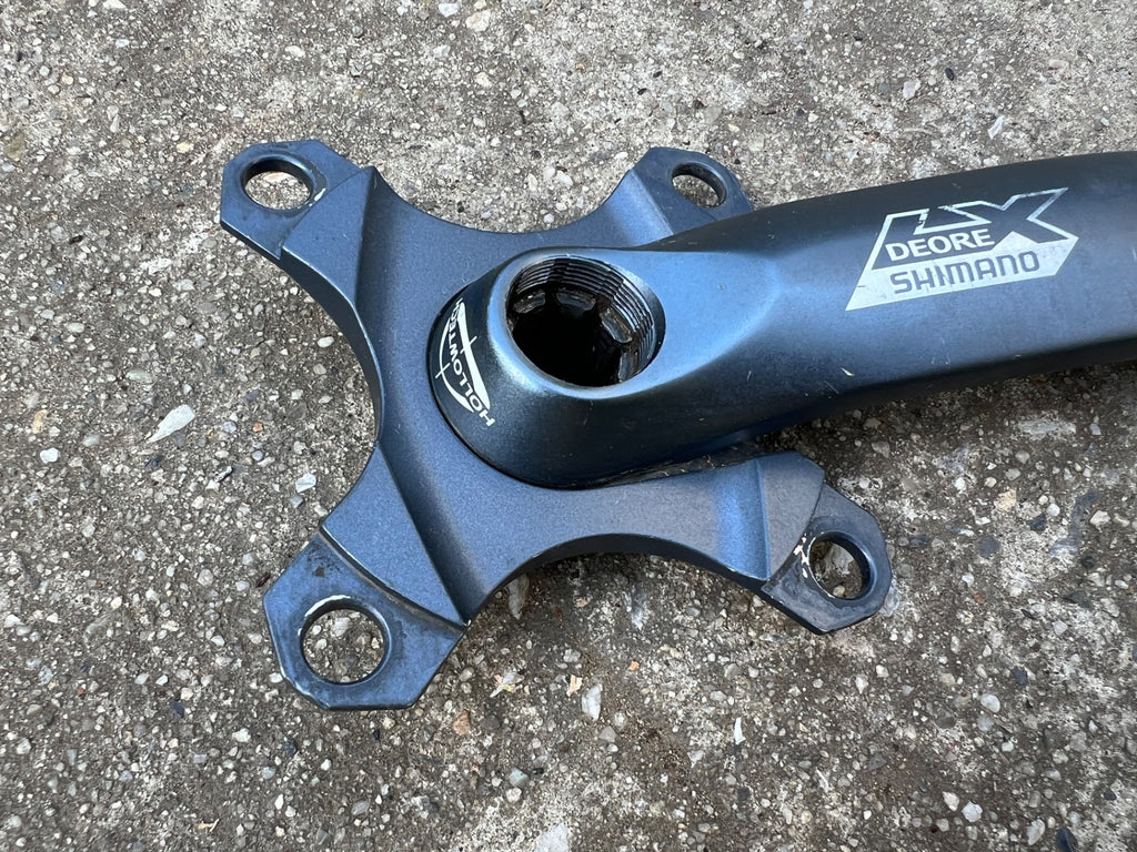 Used Shimano Deore LX FC-M571 170mm Crankset 104 BCD 4 Bolt Blue Vintage Triple MTB-Bicycle Bin