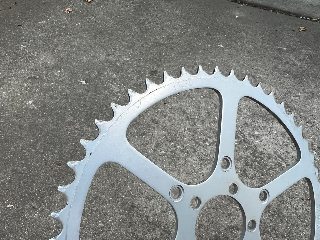 Sugino 50T 50.4/80 BCD Chainring For TA Stronglight Cranks Vintage Silver 6 Bolt - Image 4