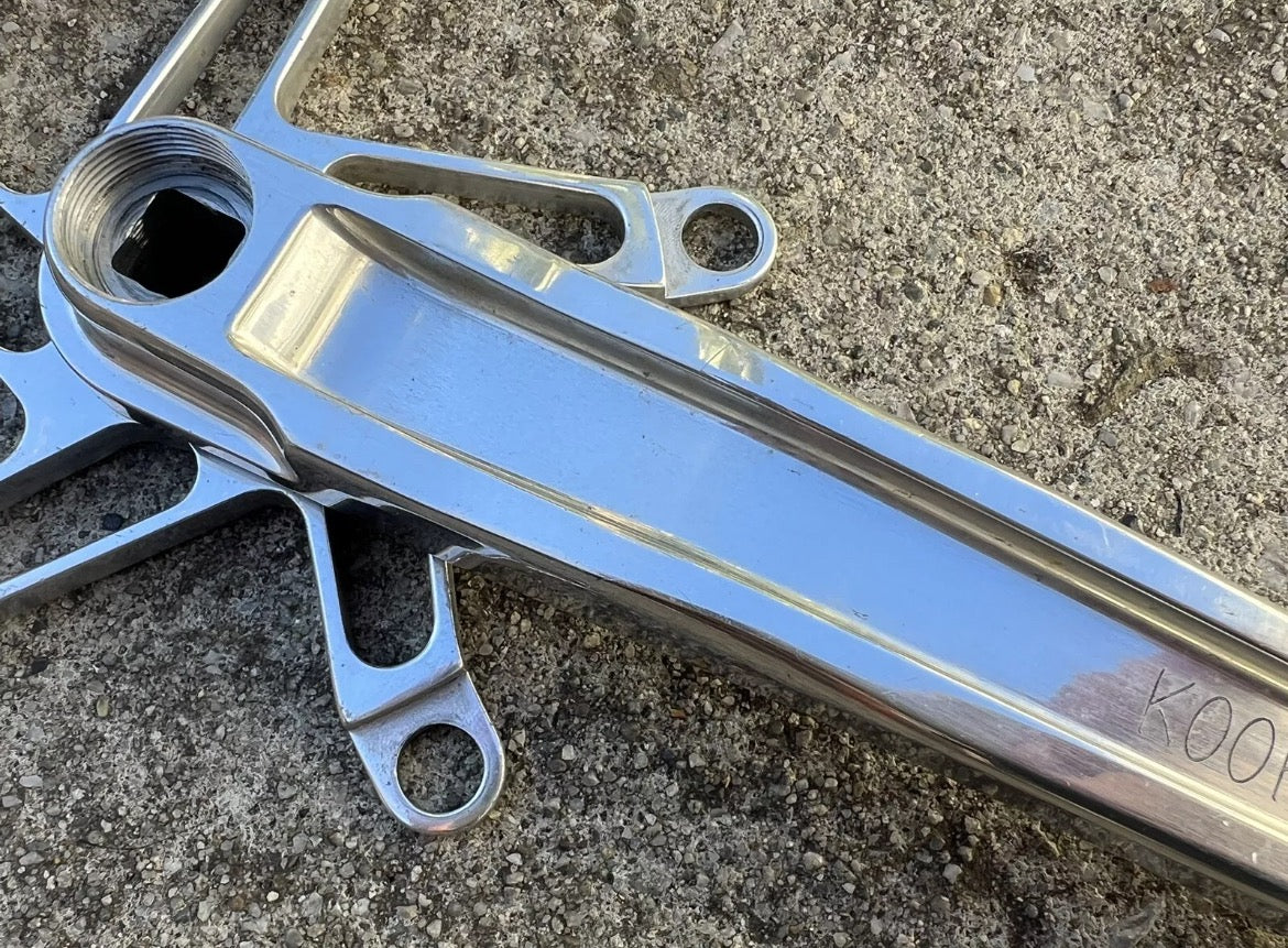 MINT Kooka Road Cranks 130 BCD 175mm Silver Vintage Retro Bike CNC Double Rare - Image 11