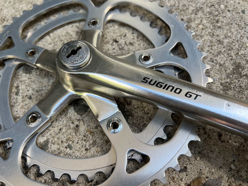 Sugino GT 165mm 42/52T Crankset Vintage Road Bike Silver Touring Double Retro - Image 12
