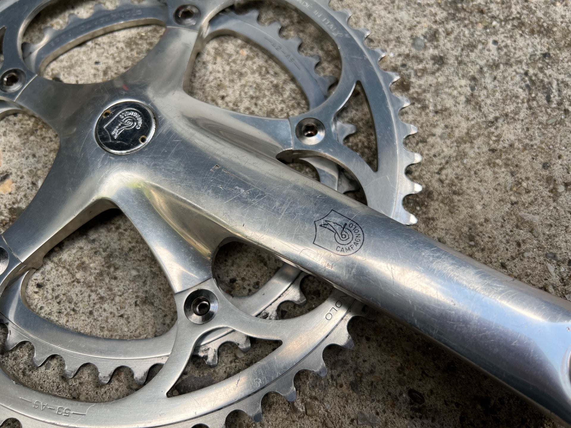Campagnolo C-Record Crankset 170mm 53/42T Vintage Retro Road Bike Silver Campy - Image 12