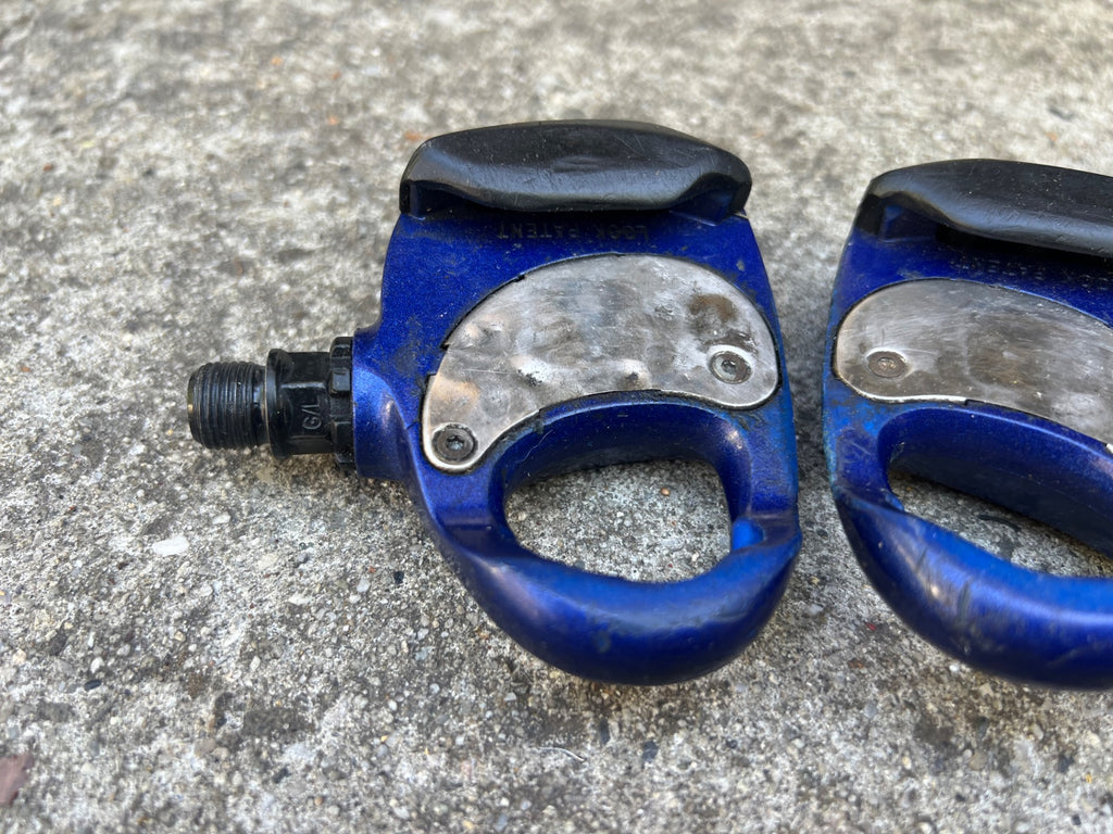 Look 256 Vintage Blue Carbon Clipless Pedals Road Bike Gravel Racing Pair - Image 5