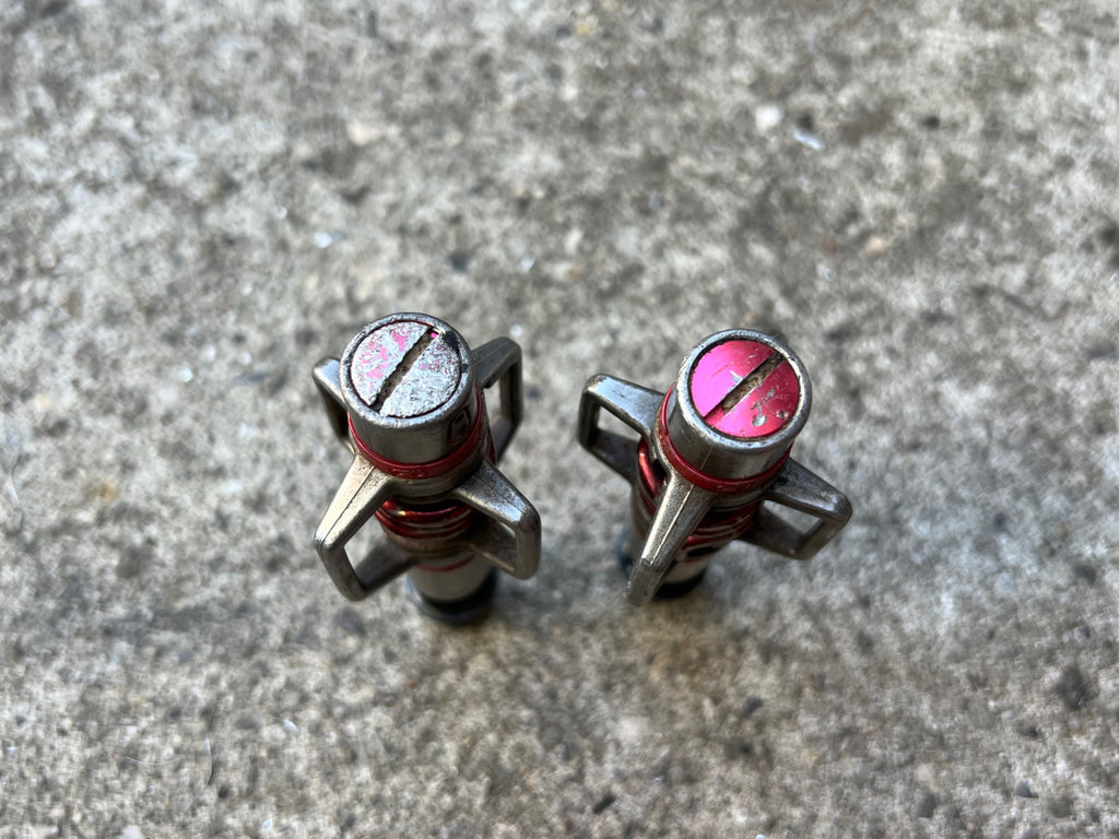 Crankbros Egg Beater 3 Pedals 9/16” Clipless CX Gravel Road XC MTB Red Silver - Image 4