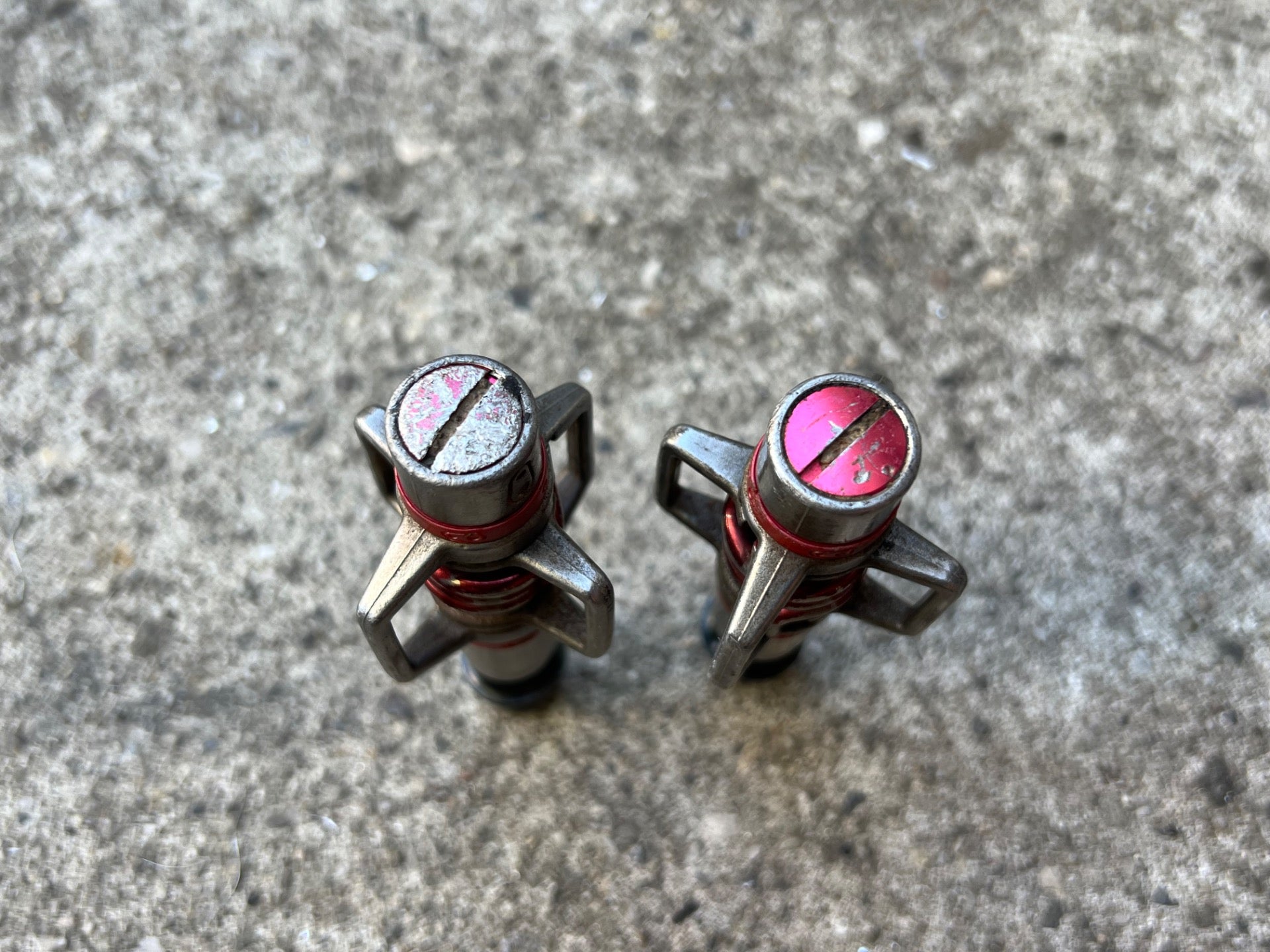 Crankbros Egg Beater 3 Pedals 9/16” Clipless CX Gravel Road XC MTB Red Silver - Image 4