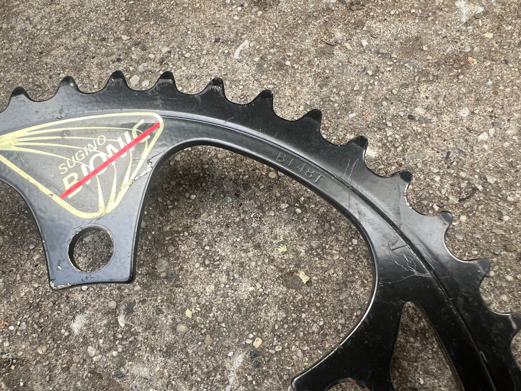 NOS* Sugino Bionic 38/48T 110 BCD Oval Chainring Set Steel Black Vintage MTB ATB - Image 4