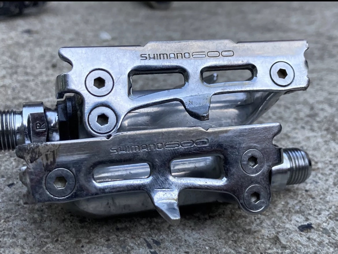 Shimano 600 PD-6400 Toe Clip Pedals Vintage Road Bike Retro Chrome Silver - Image 4