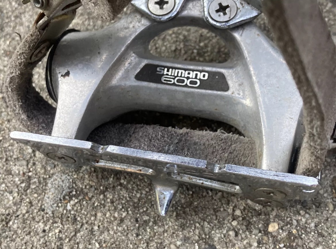 Shimano 600EX PD-6207 Toe Clip Pedals Vintage Bike Strap Silver Chrome Retro - Image 4