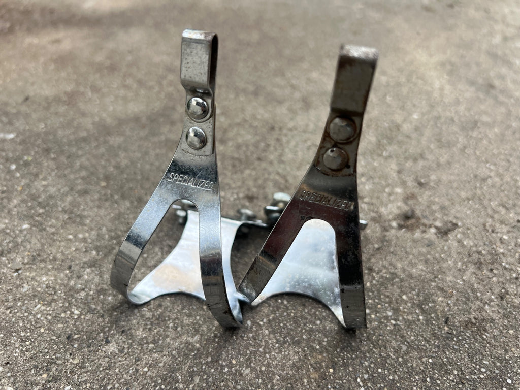 Used Specialized Toe Clips Size Small Vintage Retro Eroica Chrome Steel Road Bike-Bicycle Bin