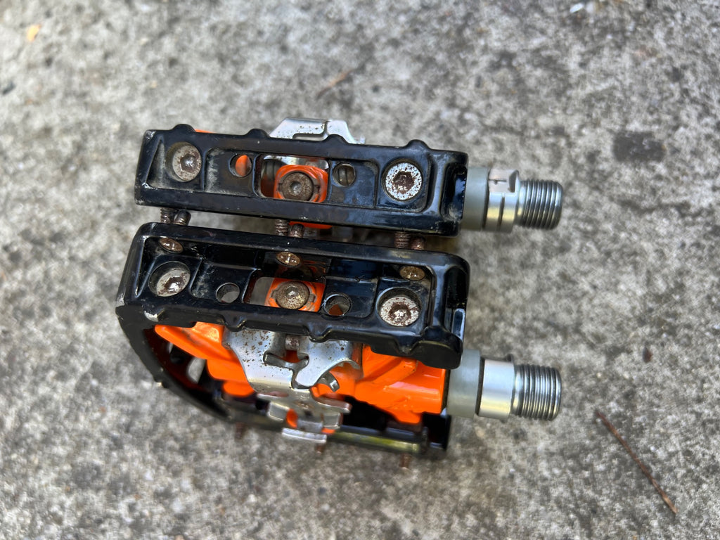 Used Onza H.O.X. Clipless MTB Platform Dual Sided Pedals Vintage Retro Orange Black-Bicycle Bin
