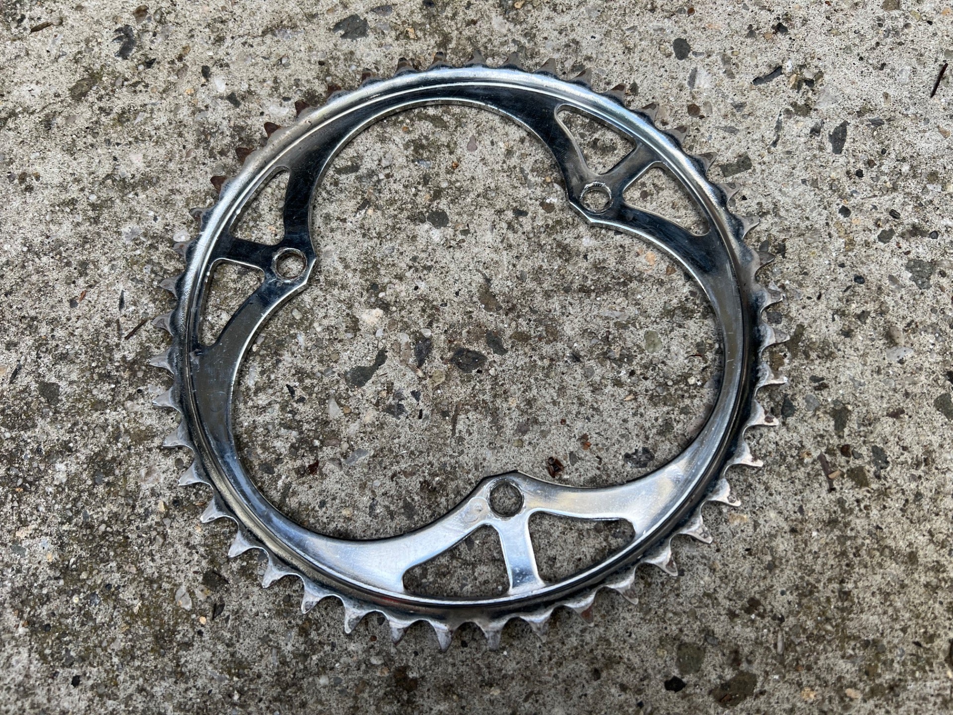 Nervar 116 BCD 46T 1/8in 3 Bolt Chainring Single Speed Chrome Steel Vintage - Image 4