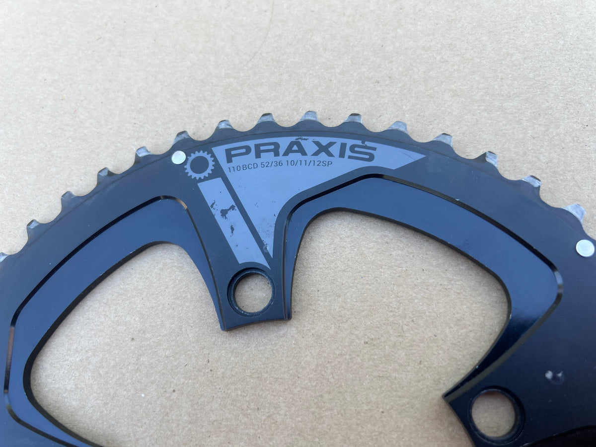 Praxis Leva Time 110 BCD 53/36T 10/11/12 Speed Double Road Black Chainring Set Cold Forged
