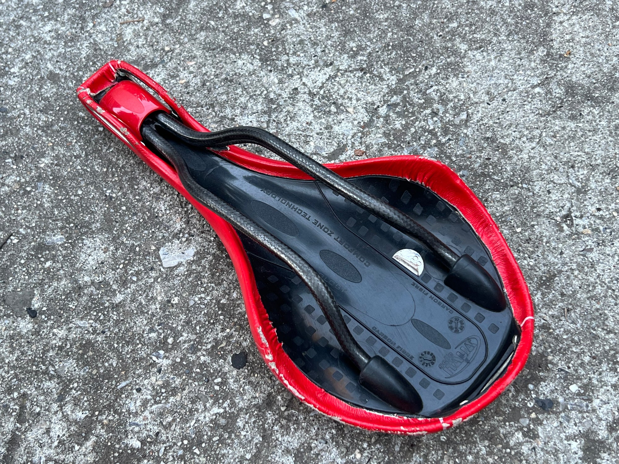 Selle Italia Flite 280x125mm Carbon Red Saddle 9mm Oval Rails Road Bike 174g