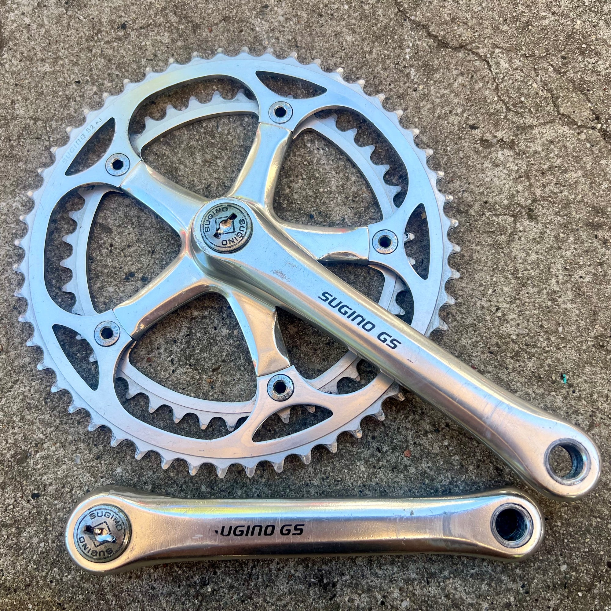 FREE SHIP Sugino GS 170mm 42/52T 144 BCD Double Vintage Road Silver Crankset