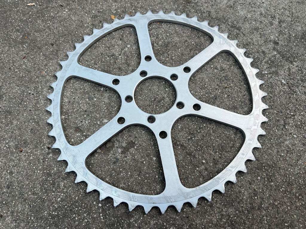 Sugino 50T 50.4/80 BCD Chainring For TA Stronglight Cranks Vintage Silver 6 Bolt - Image 5