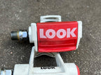 Used LOOK PP56 Delta Road Bike Clipless Pedals 9/16" CrMo Spindle 3 Bolt Red White TT-Bicycle Bin
