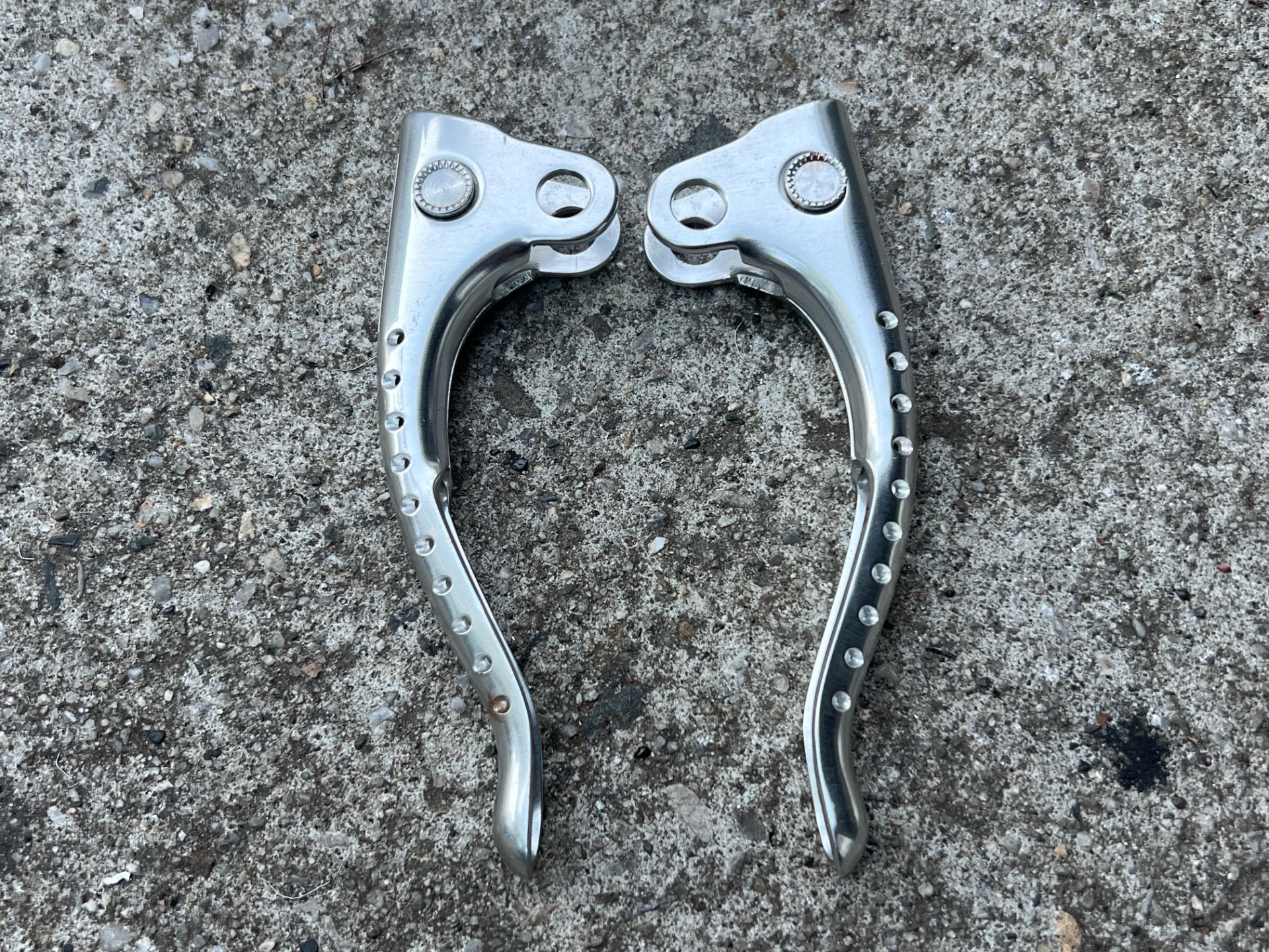 NOS Campagnolo Super Record Brake Levers Vintage Road Bike Silver Aluminum Campy - Image 5