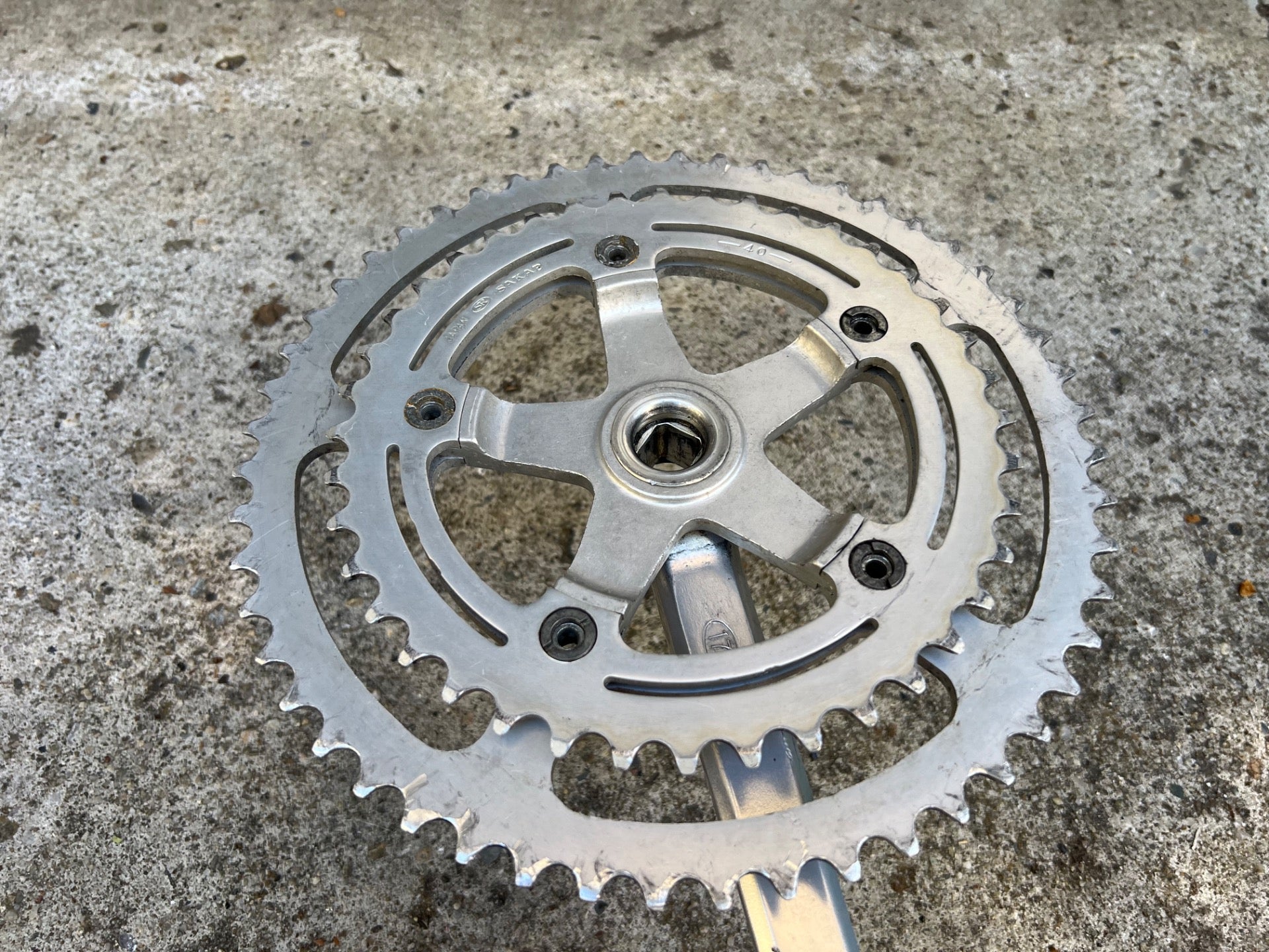 SR Apex RG Crankset 170mm 52-40T Double Vintage Road Touring Bike Silver Gray  - Image 14